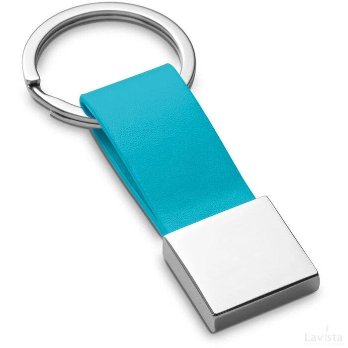Bumper Sleutelhanger Van Metaal En Imitatie Leer Licht Blauw