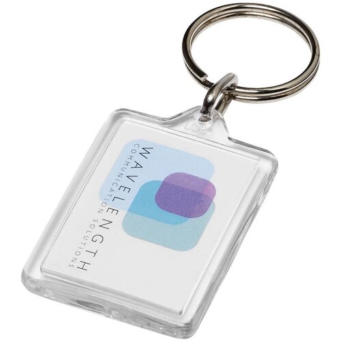 Midi compact kunststof sleutelhanger met metalen clip Transparant
