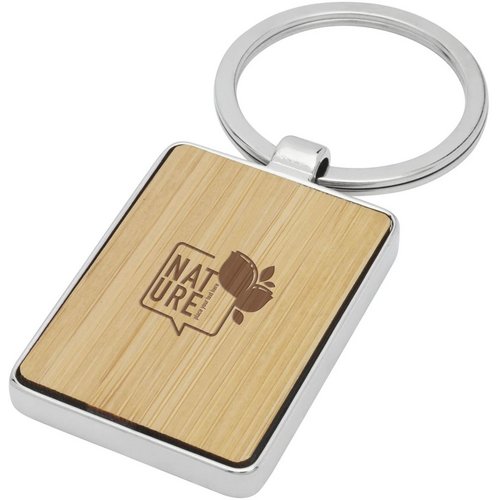 Neta bamboe rechthoekige sleutelhanger Hout Naturel