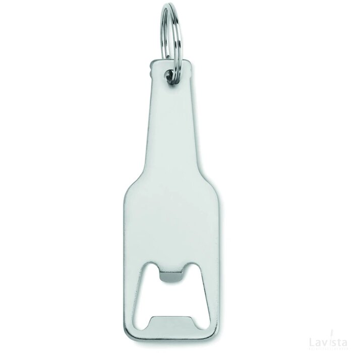 Aluminium sleutelhanger fles Botelia zilver