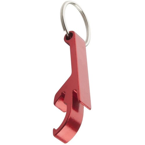 Flessenopener Met Sleutelhanger Rood