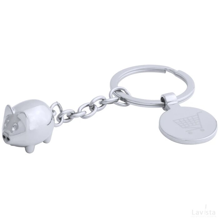 Hoinzo Winkelwagenmuntje Sleutelhanger, Hond Zilver