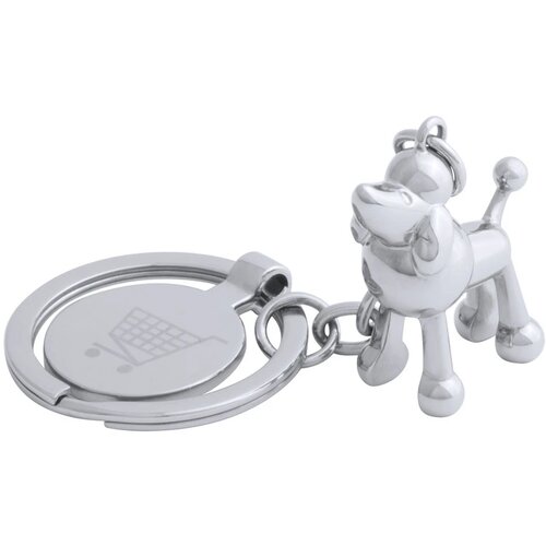 Hoinzo Winkelwagenmuntje Sleutelhanger, Hond Zilver