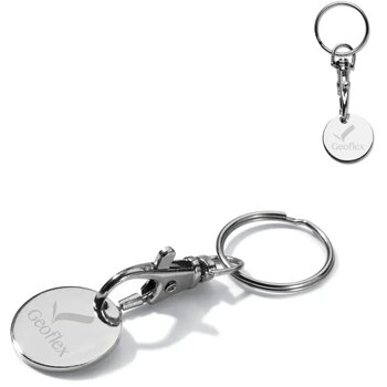 Sleutelhanger winkelwagenmuntje zilver