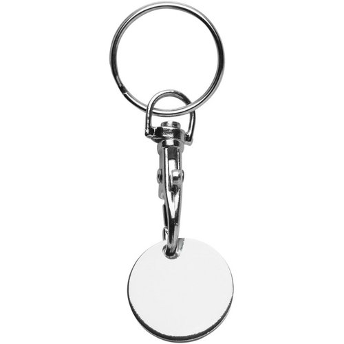 Sleutelhanger winkelwagenmuntje zilver