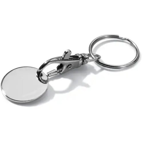 Sleutelhanger winkelwagenmuntje zilver