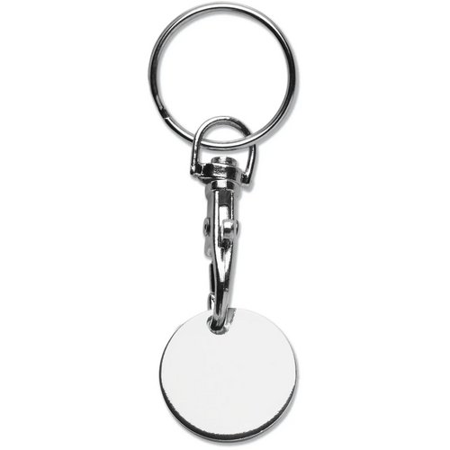 Sleutelhanger winkelwagenmuntje zilver