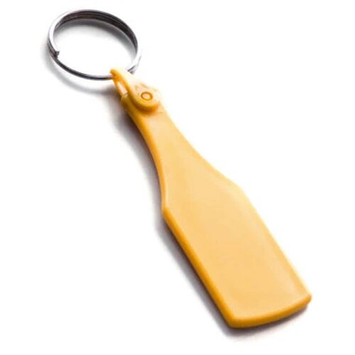 Plastic sleutelhanger “fles” Geel