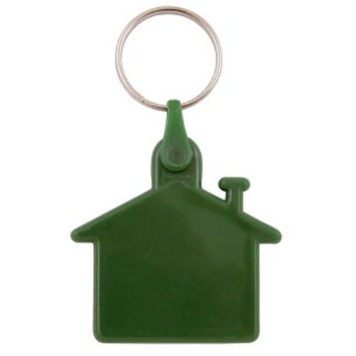 Plastic sleutelhanger “huis” Groen