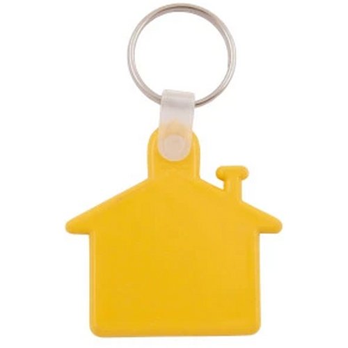 Plastic sleutelhanger “huis” Geel