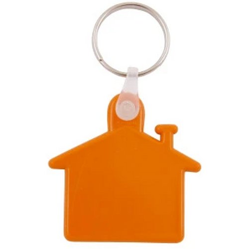 Plastic sleutelhanger “huis” Oranje
