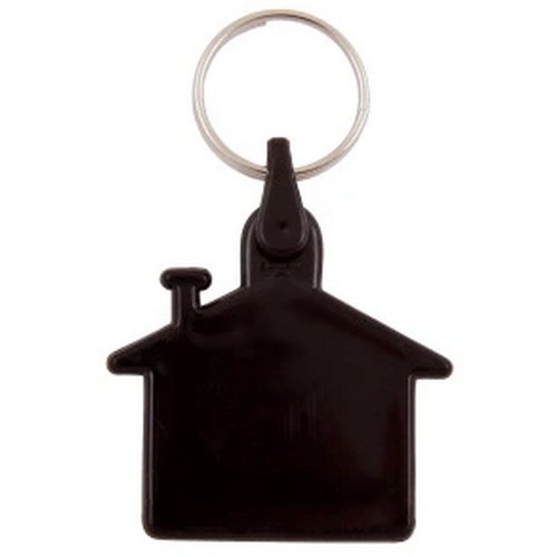 Plastic sleutelhanger “huis” Zwart