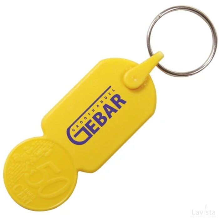 Sleutelhanger winkelwagenmuntje € 0,50 geel