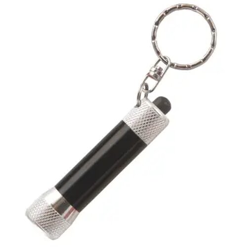 Zaklamp LED sleutelhanger met batterijen inclusief lasergravering zwart