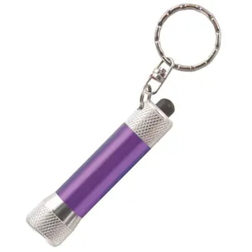Zaklamp LED sleutelhanger met batterijen inclusief lasergravering donkerpaars