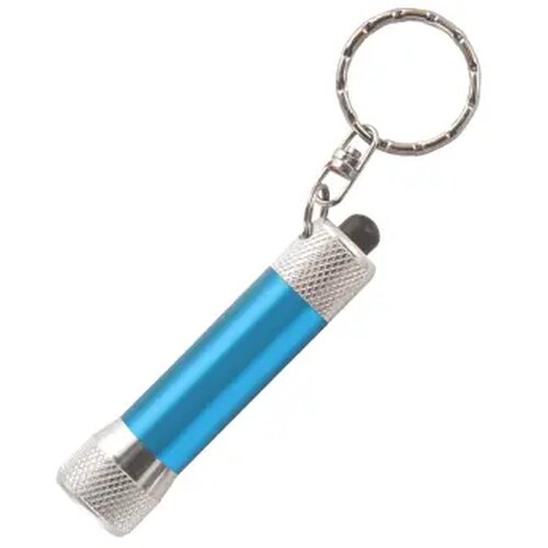 Zaklamp LED sleutelhanger met batterijen inclusief lasergravering lichtblauw