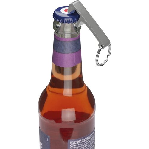 Sleutelhanger met flesopener grijs silvergrey