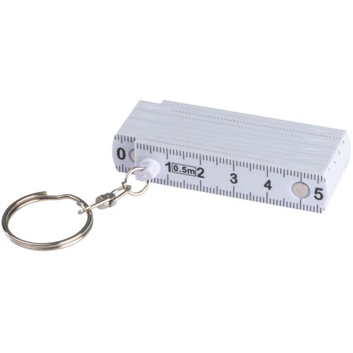 Sleutelhanger met uitklapbare duimstok wit