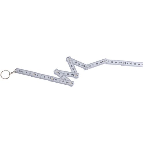 Sleutelhanger met uitklapbare duimstok wit