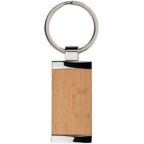 sleutelhanger metaal met bamboe bruin