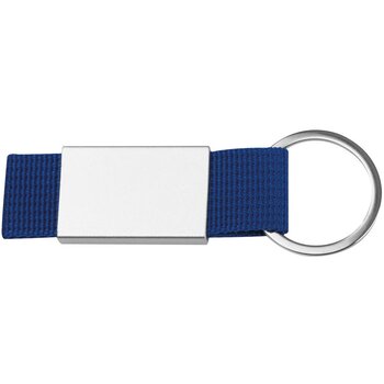 Sleutelhanger van stof en metaal blauw