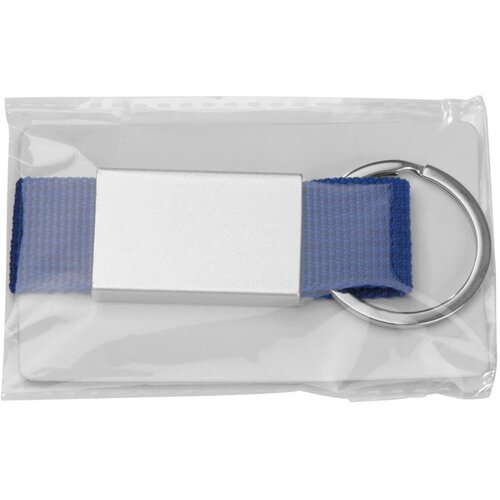 Sleutelhanger van stof en metaal blauw