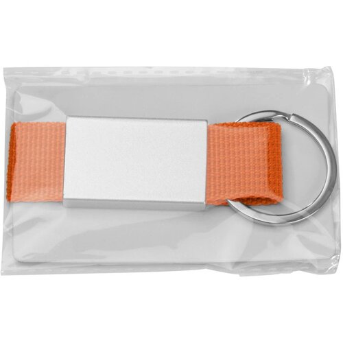 Sleutelhanger van stof en metaal oranje