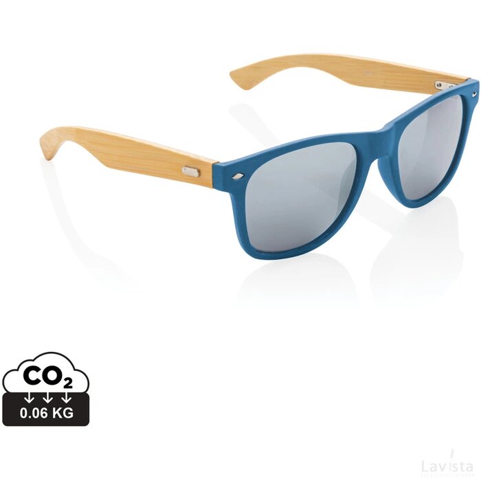 Bamboe en RCS zonnebril van gerecycled plastic blauw