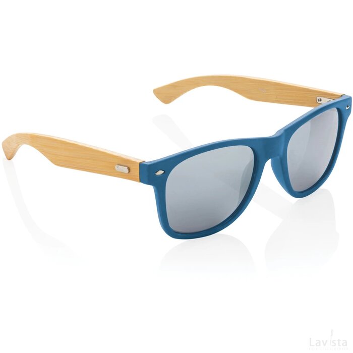 Bamboe en RCS zonnebril van gerecycled plastic blauw