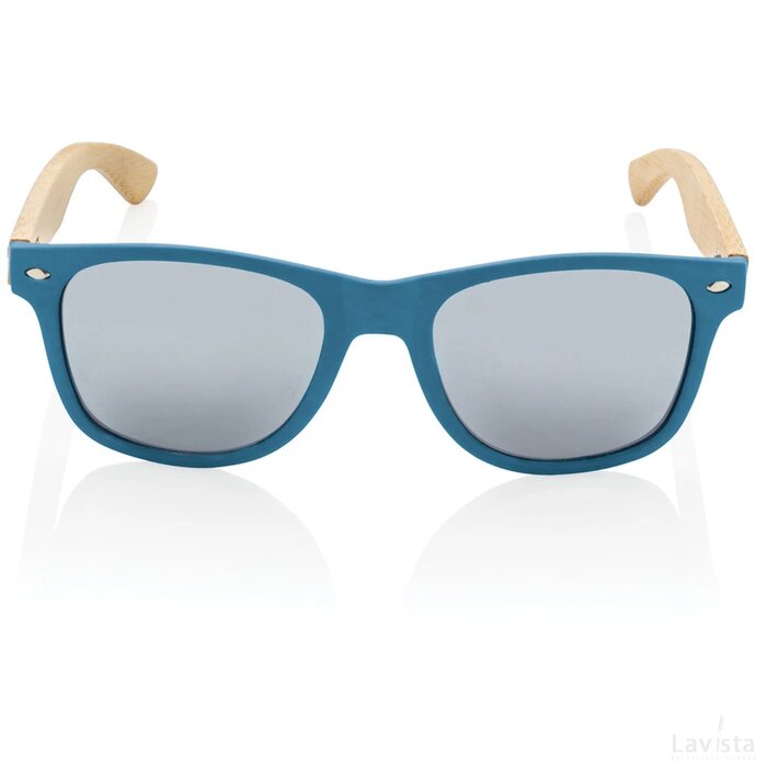 Bamboe en RCS zonnebril van gerecycled plastic blauw