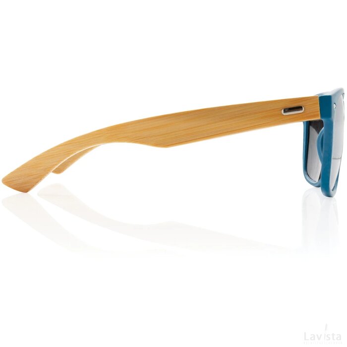 Bamboe en RCS zonnebril van gerecycled plastic blauw