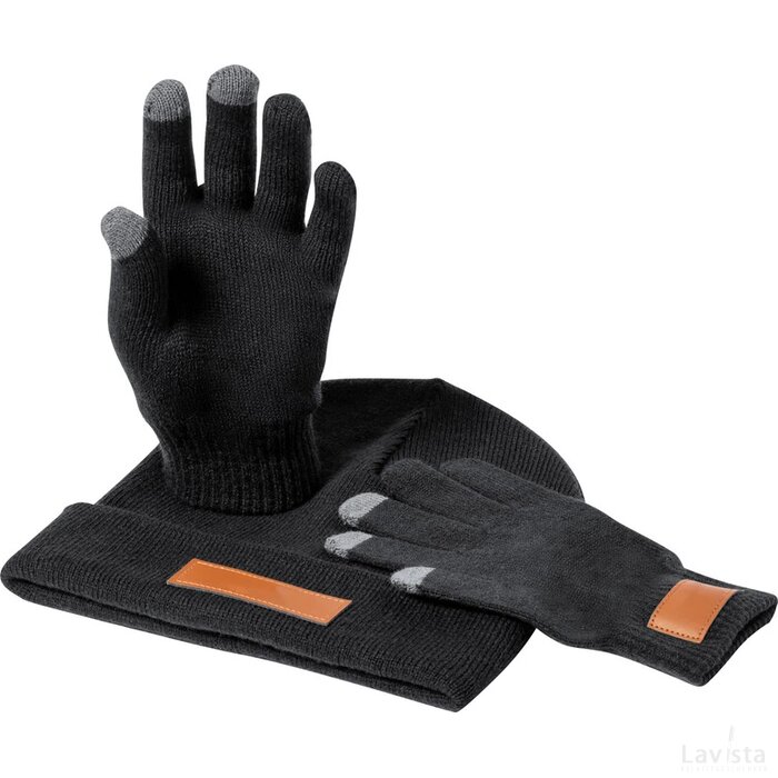 Prasan Muts En Handschoenen Set Zwart