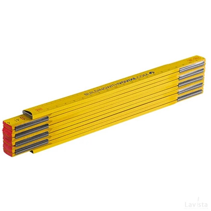 Duimstok 2 meter van hout geijkt volgens EG ijknorm klasse 11 geel