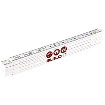 Duimstok 2 meter van glasfiber geijkt volgens EG ijknorm klasse 11 wit