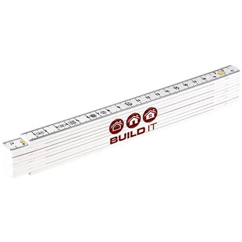 Duimstok 2 meter van glasfiber geijkt volgens EG ijknorm klasse 11 wit