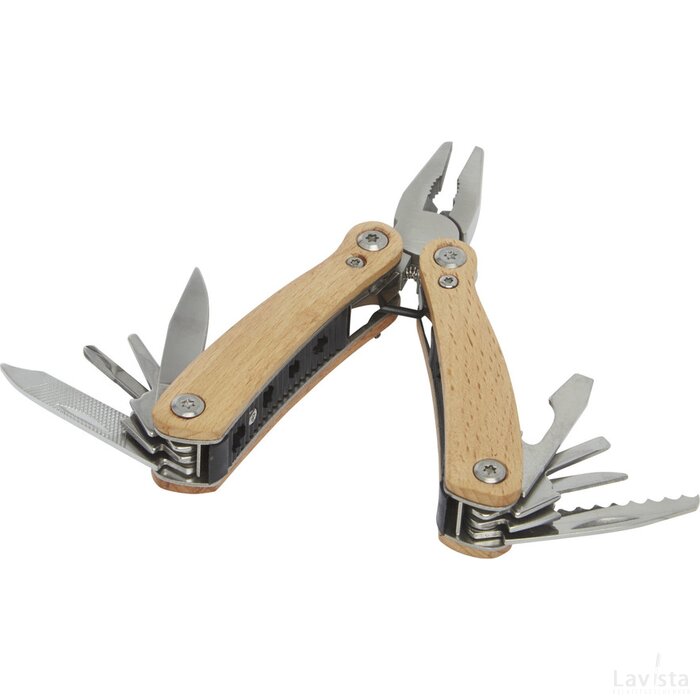 Anderson middelgrote houten multitool met 12 functies Naturel