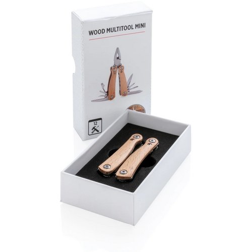 Mini houten multitool bruin