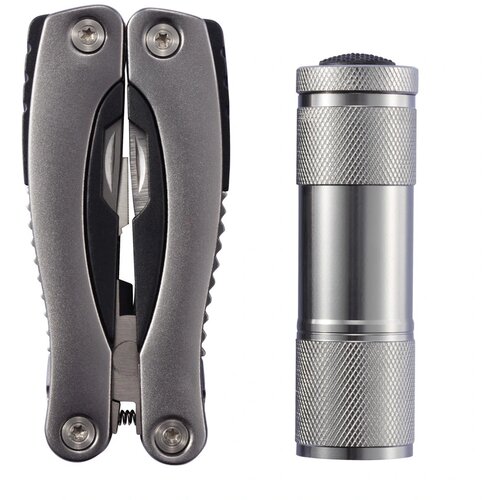 Multitool met zaklamp grijs