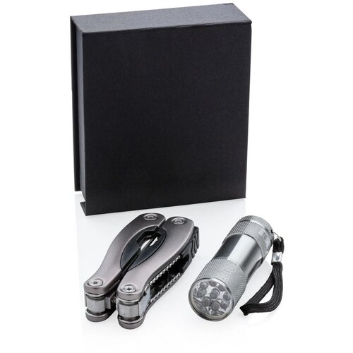 Multitool met zaklamp grijs