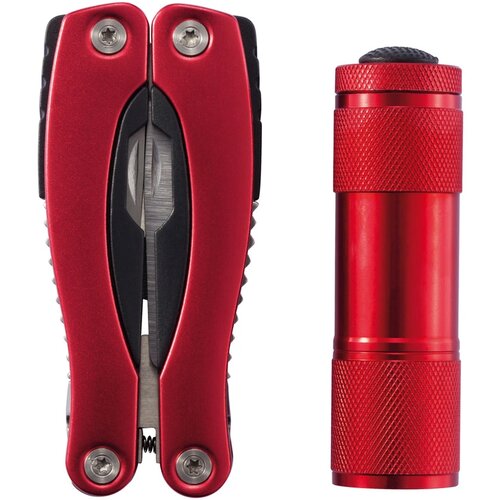 Multitool met zaklamp rood