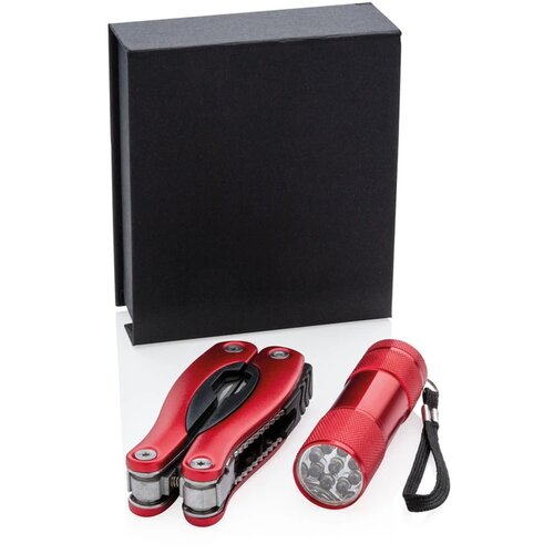 Multitool met zaklamp rood