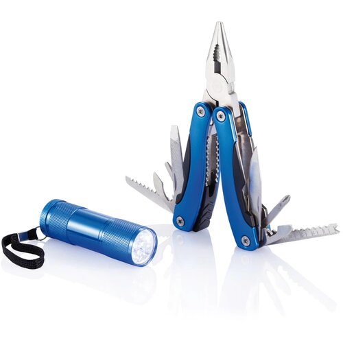 Multitool met zaklamp blauw