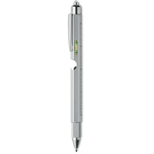 Pen met waterpas en liniaal Retool mat zilver