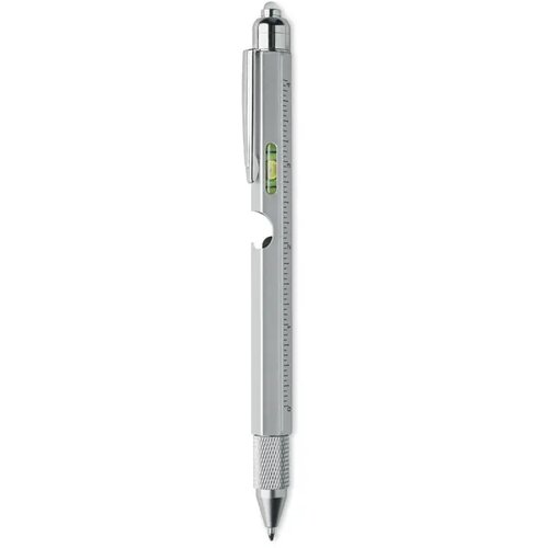 Pen met waterpas en liniaal Retool mat zilver