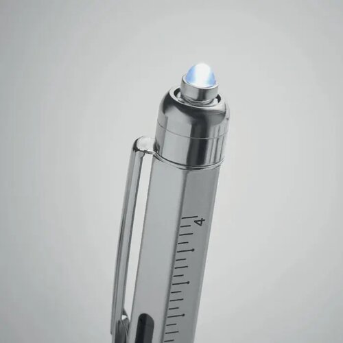 Pen met waterpas en liniaal Retool mat zilver