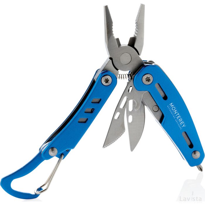 Solid mini multitool met karabijnhaak blauw