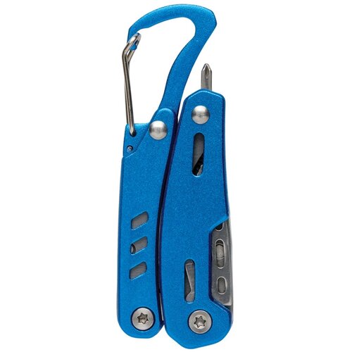 Solid mini multitool met karabijnhaak blauw