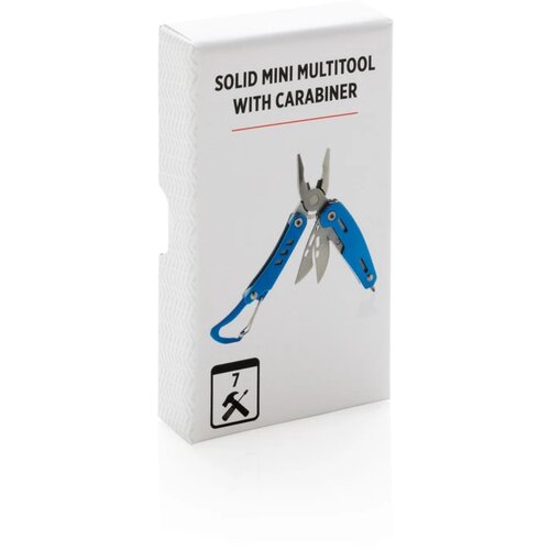 Solid mini multitool met karabijnhaak blauw