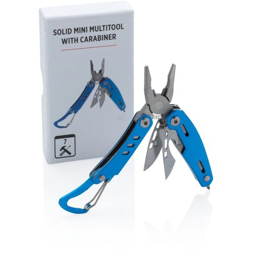 Solid mini multitool met karabijnhaak blauw