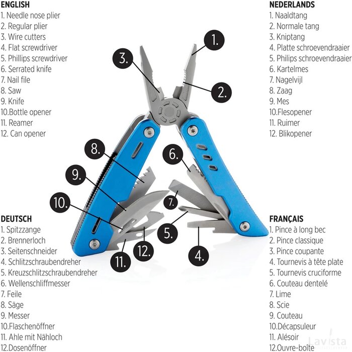 Solid multitool blauw